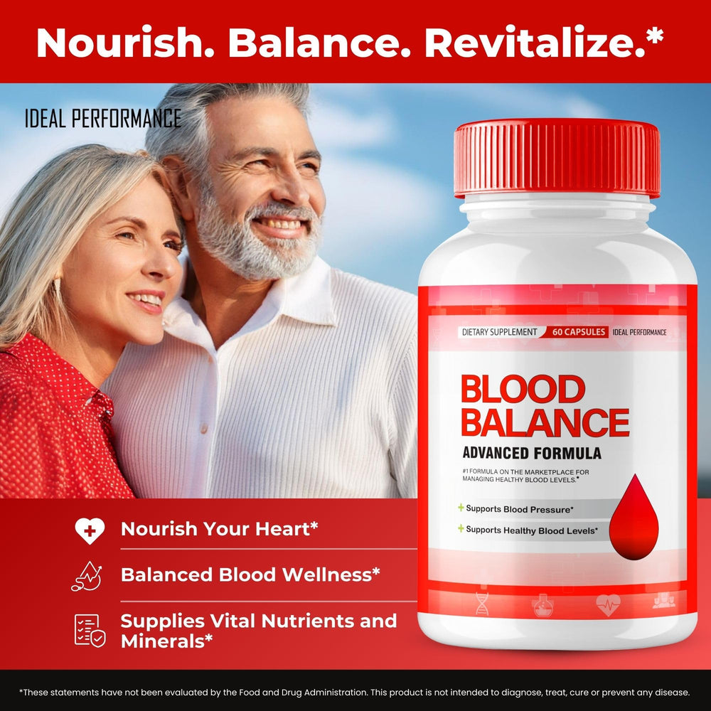 IDEAL PERFORMANCE Blood Balance pill-count label for intake tracking.