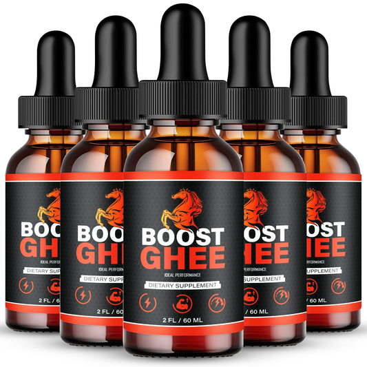IDEAL PERFORMANCE Boost Ghee Drops bottle on desk for daily energy support.