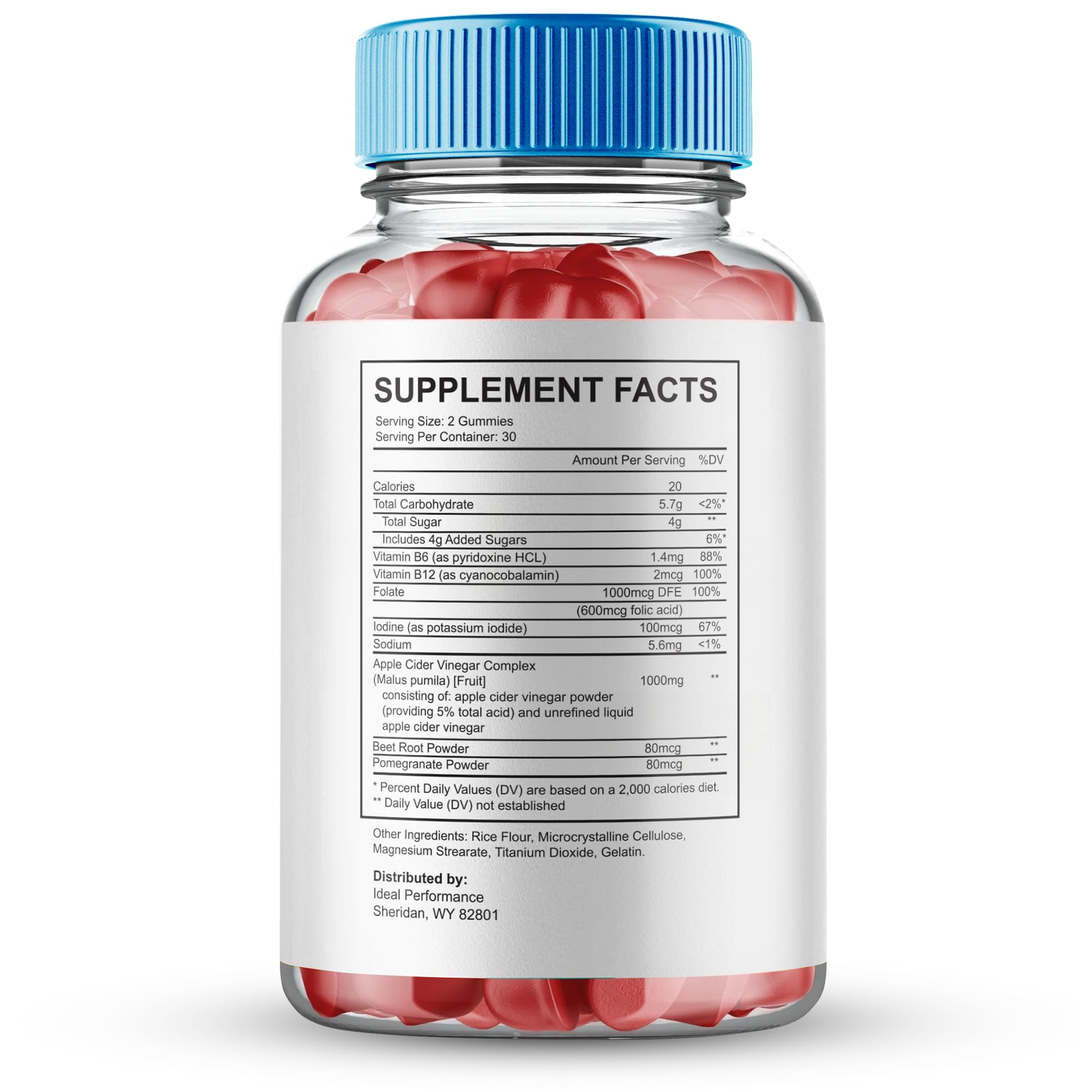 IDEAL PERFORMANCE Boost TRT Gummies bottle spills a single gummy showing convenient daily use.