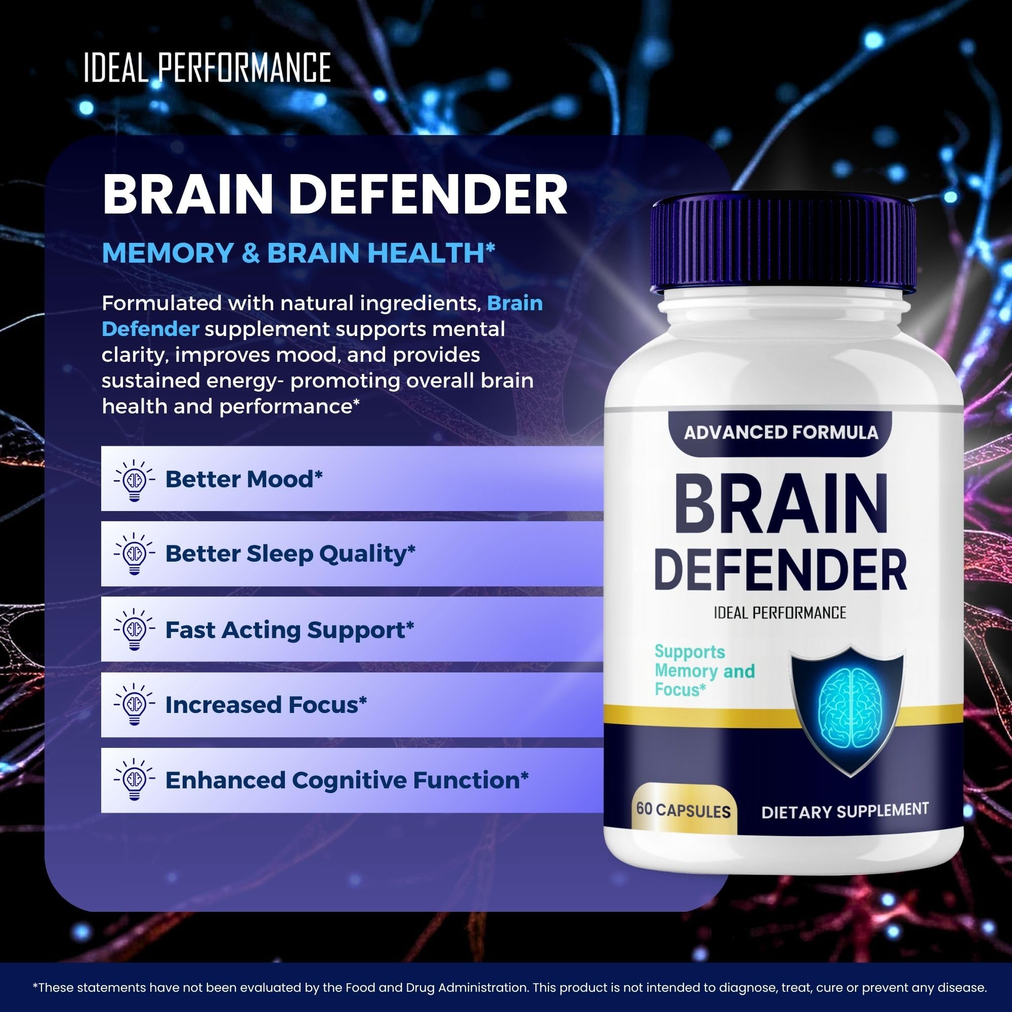 Brain Defender bottle on desk suggesting convenient study-session support