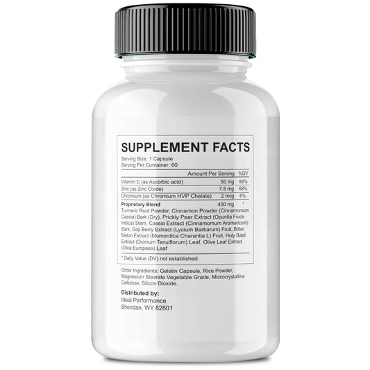IDEAL PERFORMANCE Clearer Vision bottle closeup capsules highlighting the advanced formula for eye health.