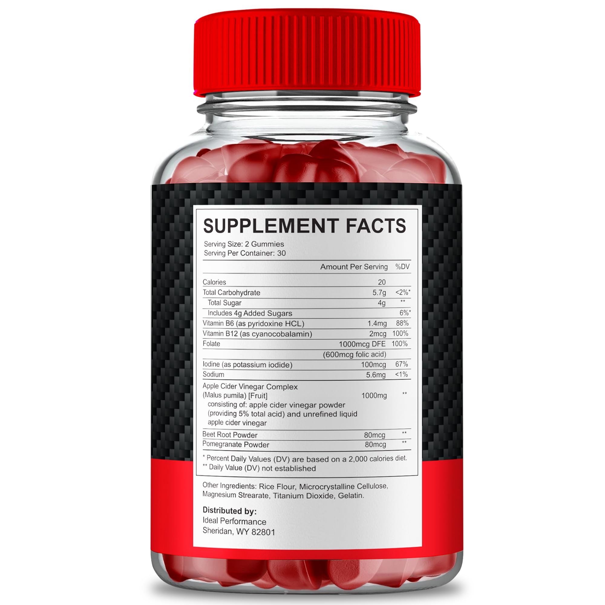 IDEAL PERFORMANCE Ereforce Gummies jar-closeup highlighting natural color and flavor.