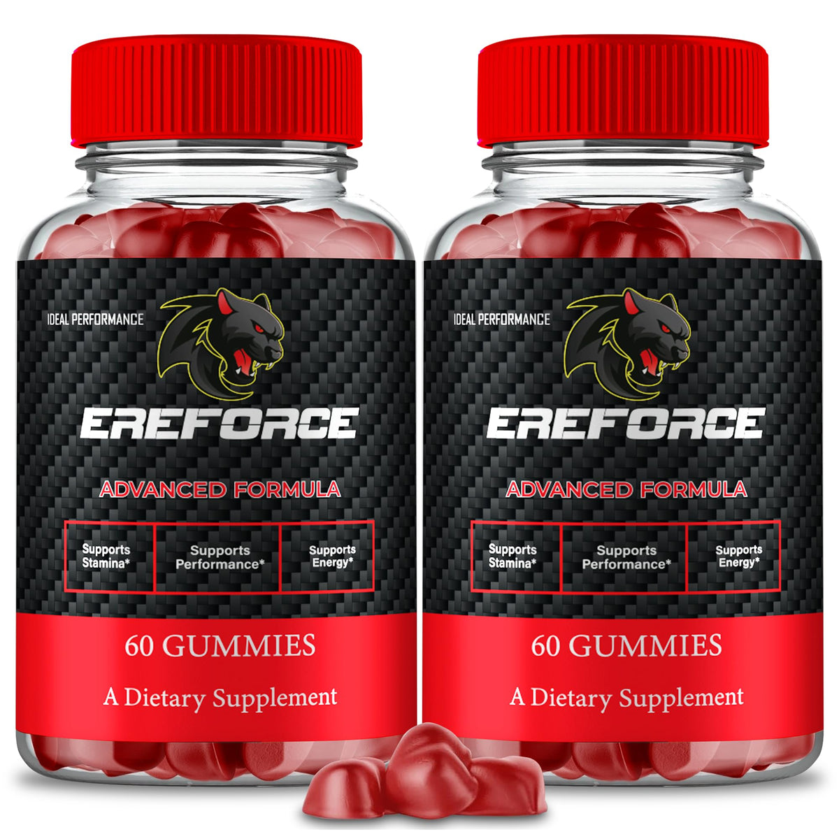 IDEAL PERFORMANCE Ereforce Gummies pack-front promoting daily wellness and convenient use.