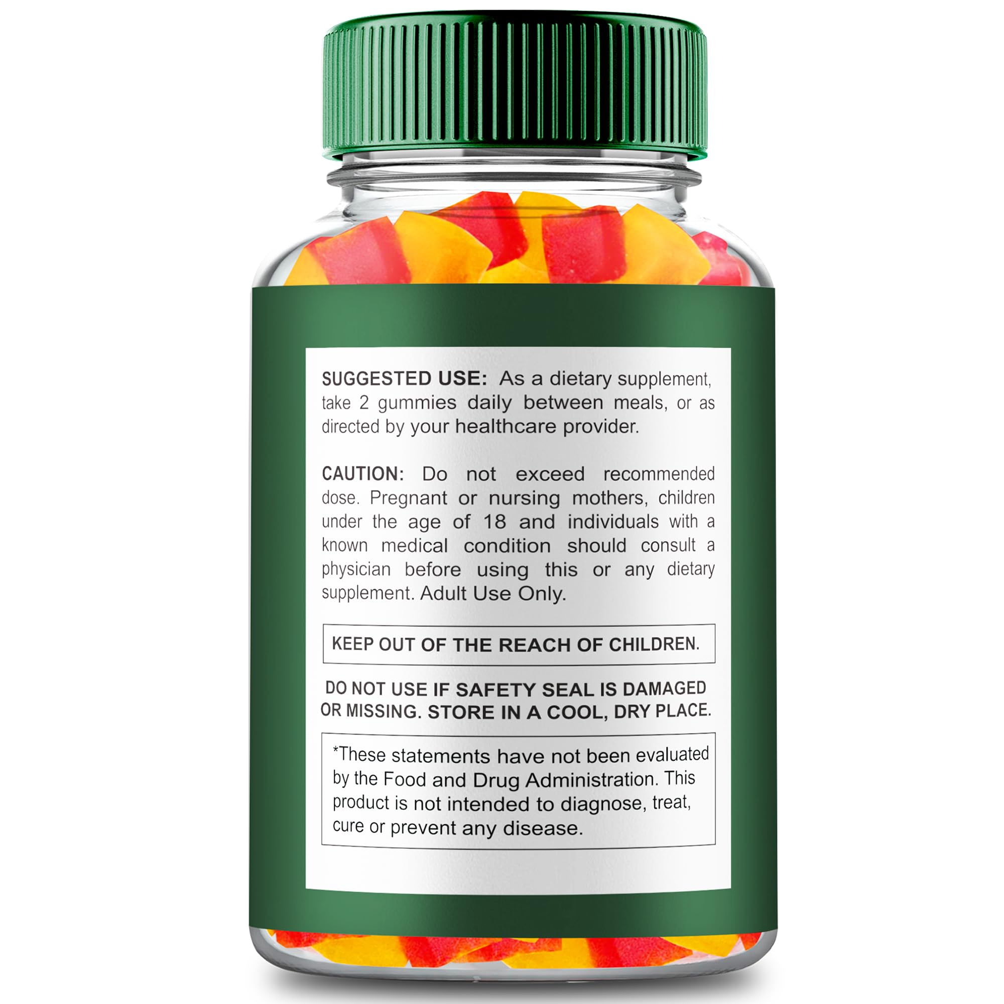 IDEAL PERFORMANCE Evergreen Hemp Gummies label closeup showing natural ingredients.