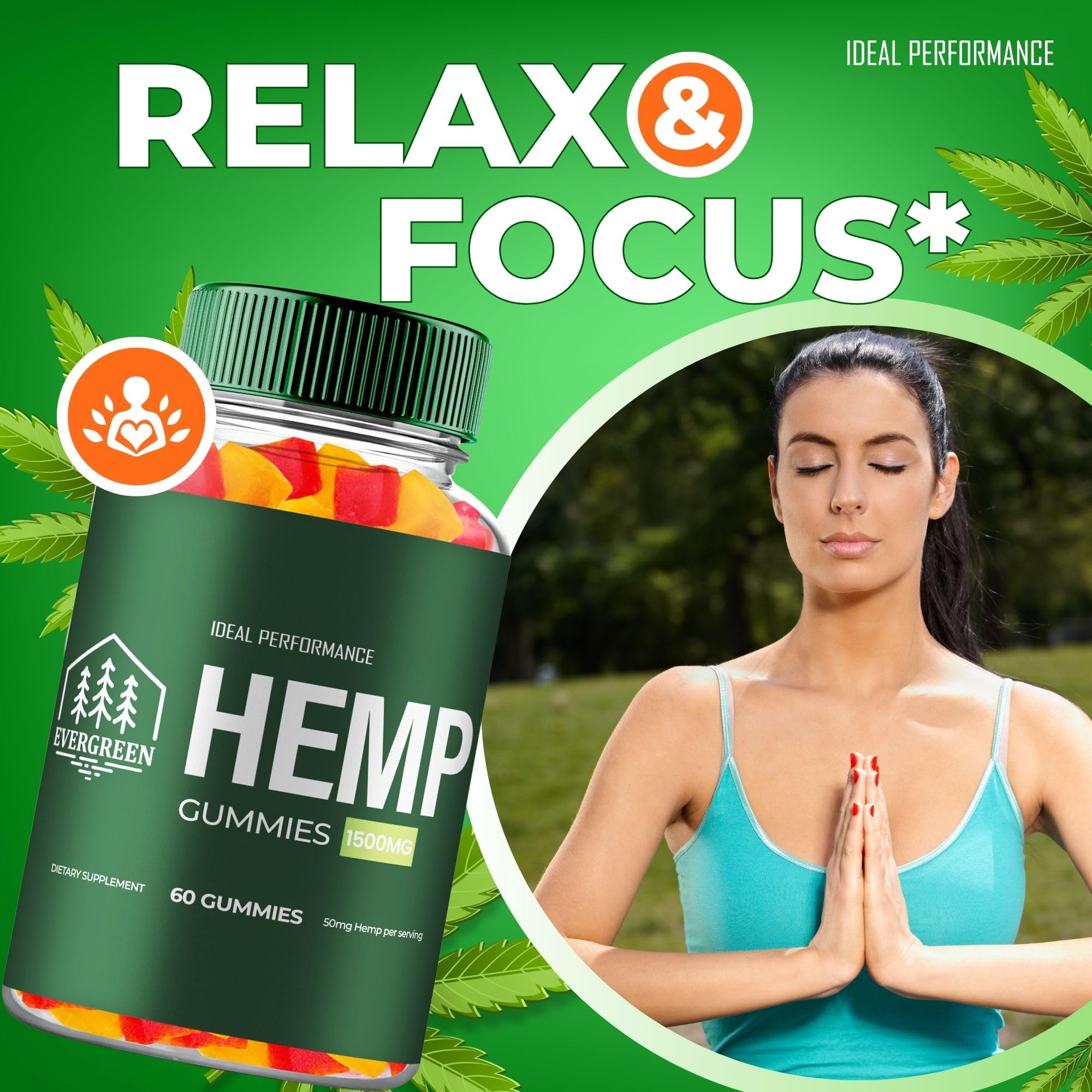 IDEAL PERFORMANCE Evergreen Hemp Gummies nutrition label for informed choices.