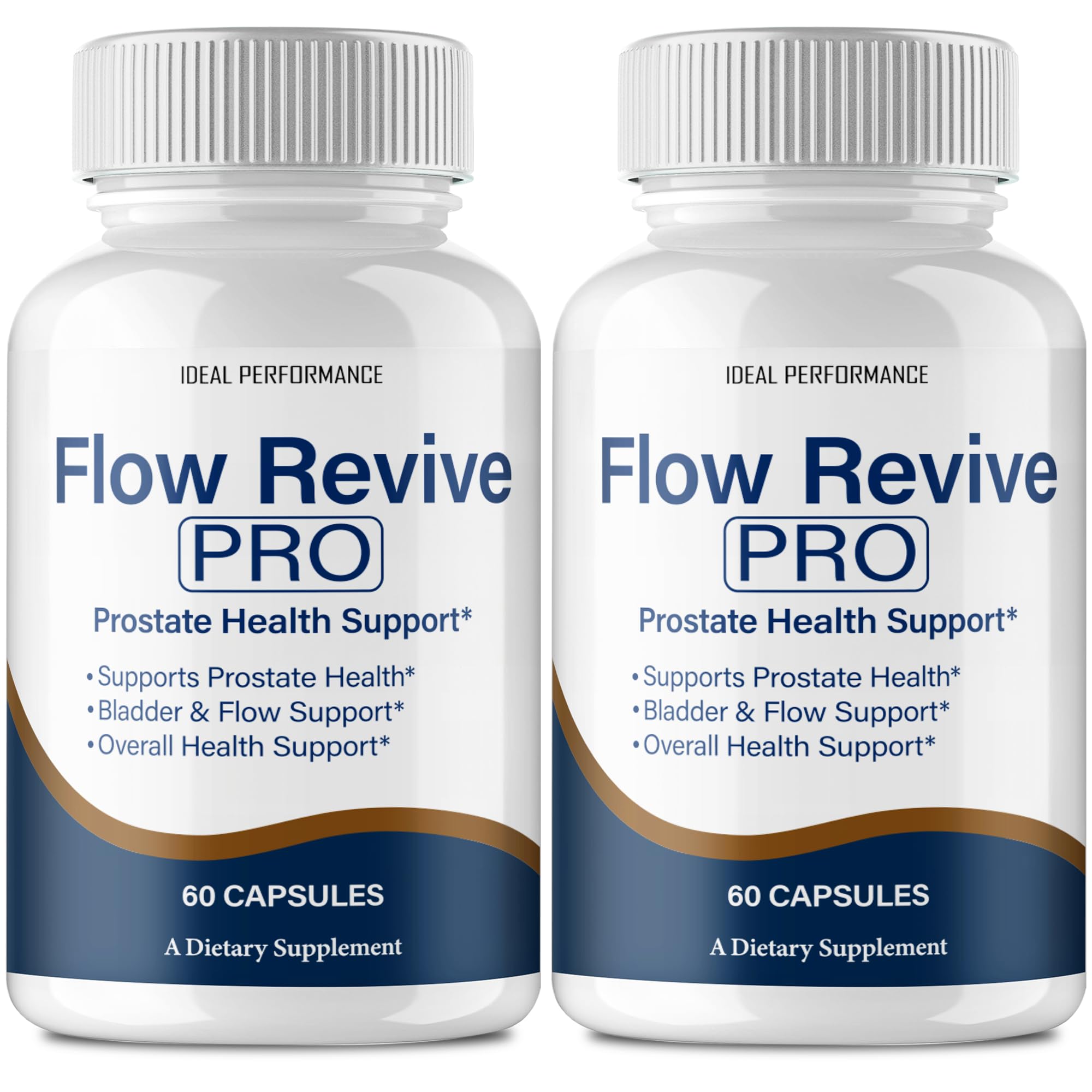 IDEAL PERFORMANCE Flow Revive pills bottle closeup for natural daily wellness support