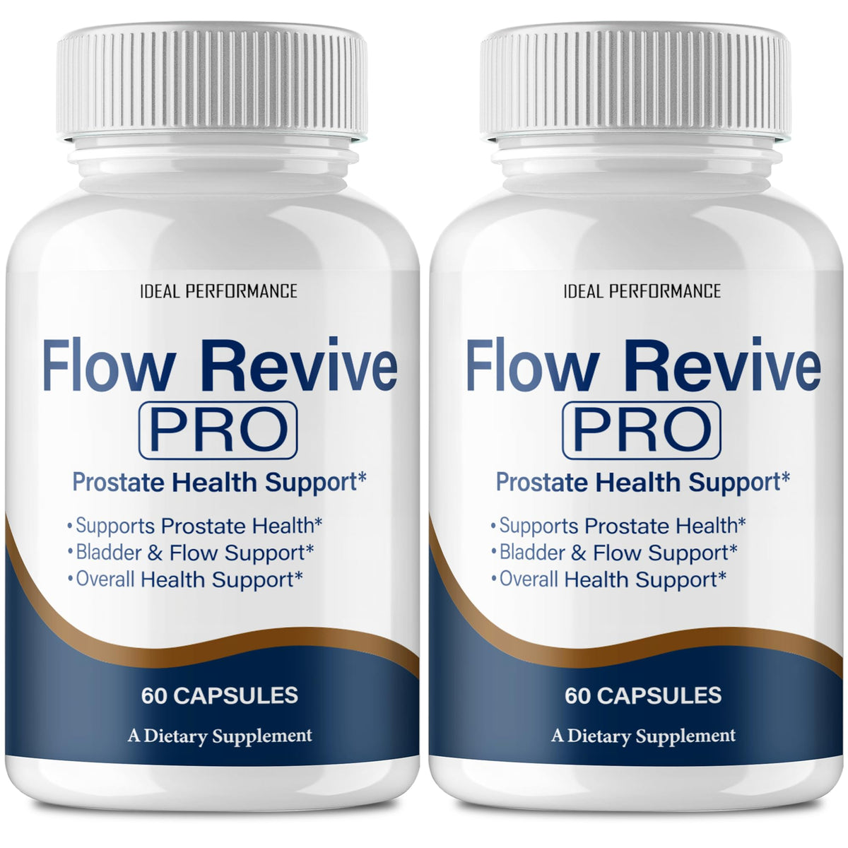 IDEAL PERFORMANCE Flow Revive pills bottle closeup for natural daily wellness support