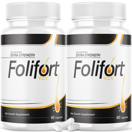 IDEAL PERFORMANCE Folifort hair growth pills two-pack bottle supports daily hair health and routine.