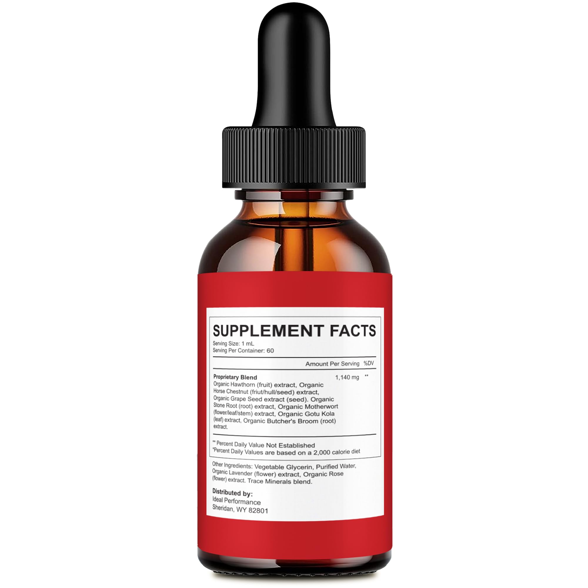 IDEAL PERFORMANCE Free Sugar Pro Drops bottle back label details all-natural ingredients for daily wellness.