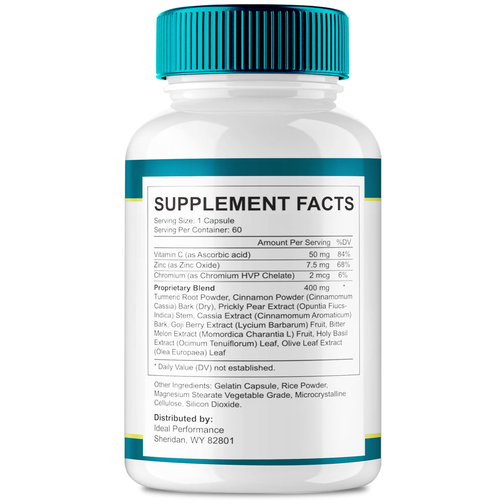 IDEAL PERFORMANCE GL Pro Blood Support capsules bottle with label and guidance.