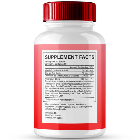 IDEAL PERFORMANCE Gluco Extend bottle label emphasizes maximum strength and quality.