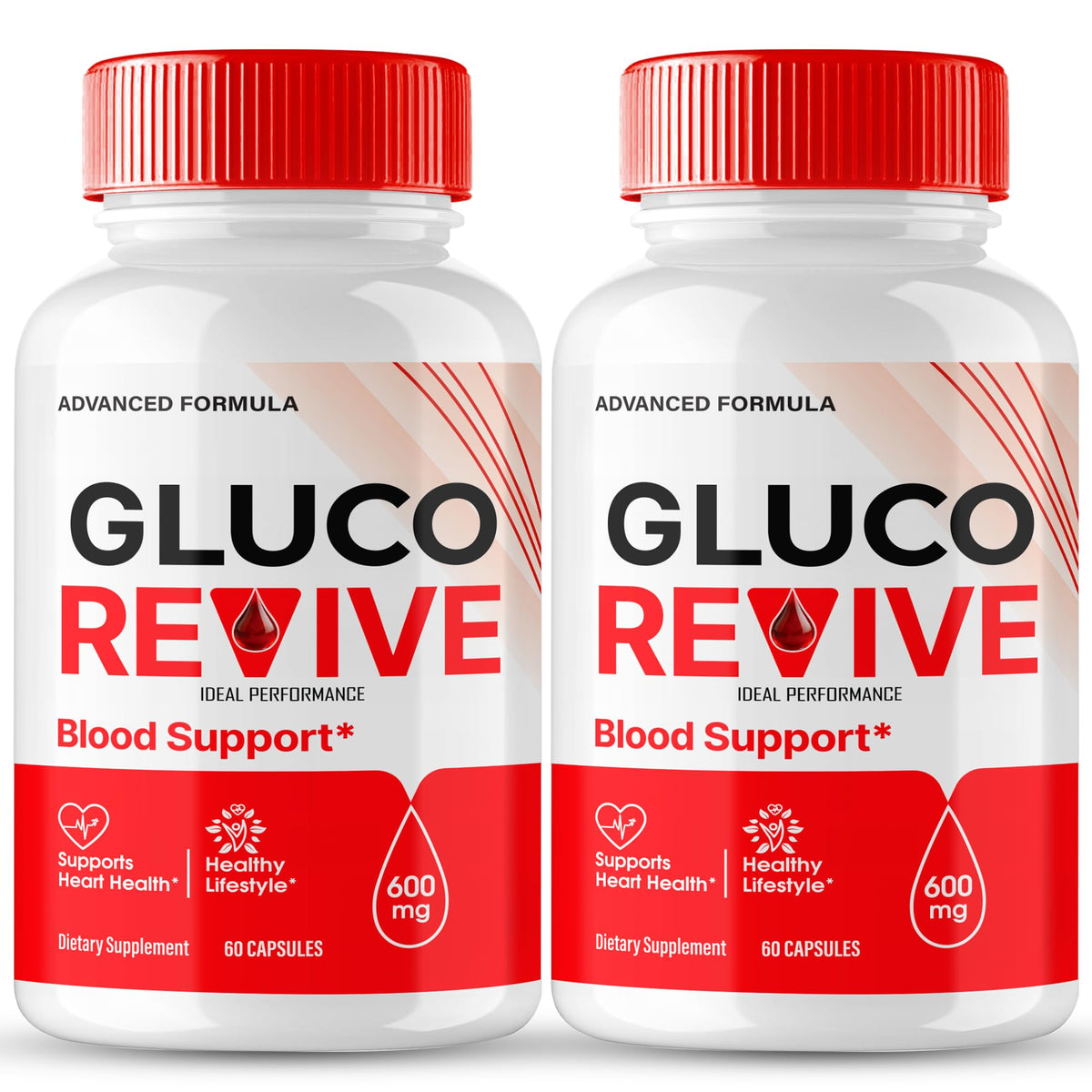 IDEAL PERFORMANCE Gluco Revive pills bottle for daily wellness with a natural formula.