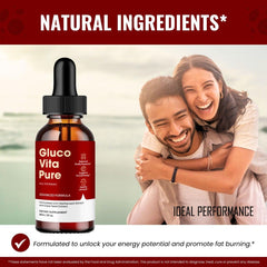 IDEAL PERFORMANCE Gluco Vita Pure Drops label with clear usage guidance.
