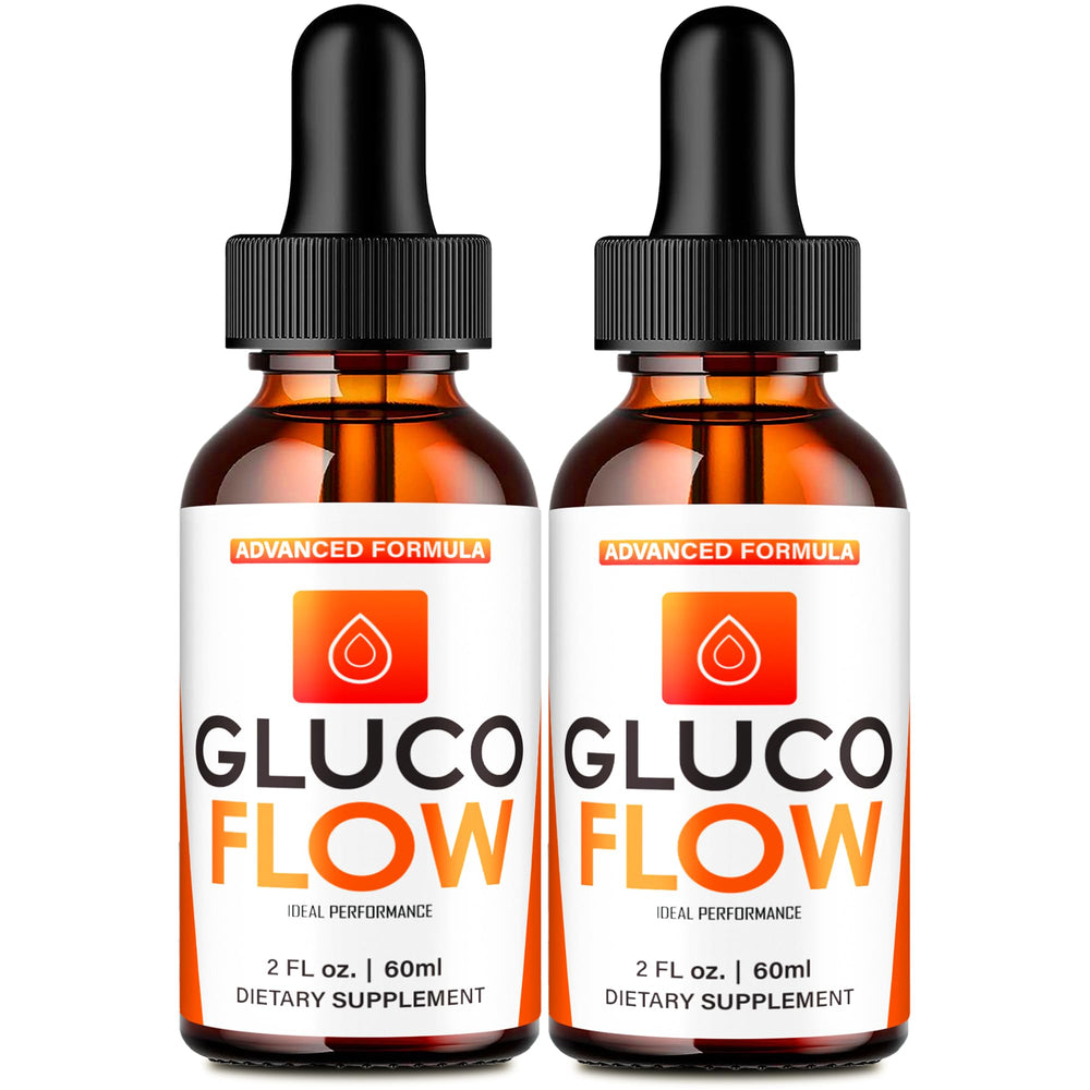 IDEAL PERFORMANCE GlucoFlow Drops bottle shows the all-natural formula for daily wellness.