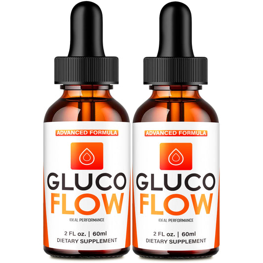 IDEAL PERFORMANCE GlucoFlow Drops bottle shows the all-natural formula for daily wellness.
