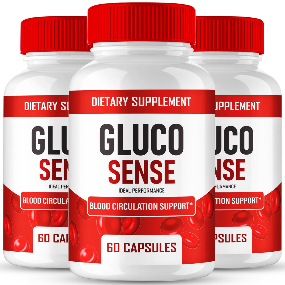IDEAL PERFORMANCE GlucoSense capsules bottle highlighting advanced circulation support.