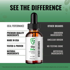 IDEAL PERFORMANCE Glyco Shizen Drops being added to water for easy intake.