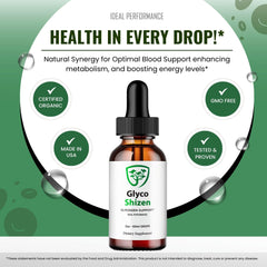 IDEAL PERFORMANCE Glyco Shizen Drops measuring dropper beside bottle for easy dosing.