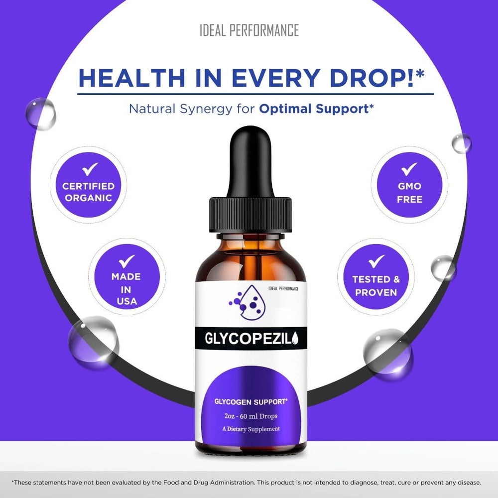 Top view of Glycopezil Drops bottle highlighting its all-natural formulation.
