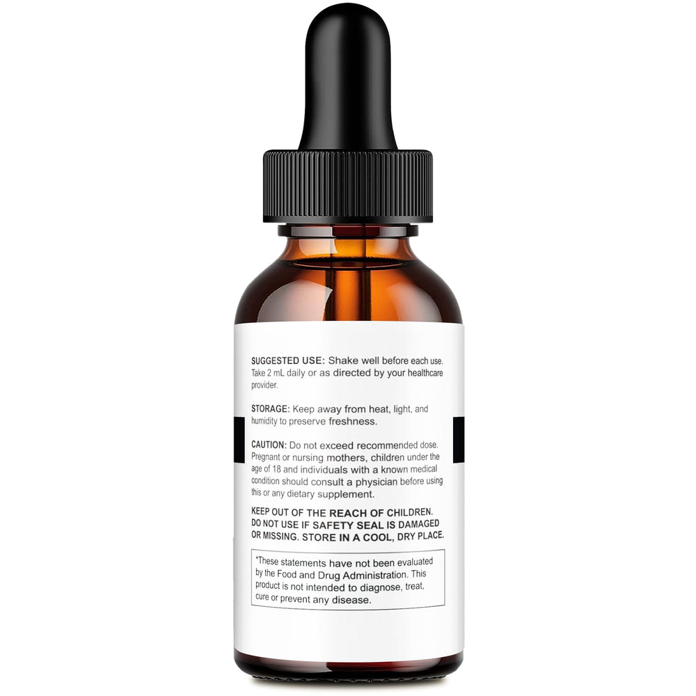 Close-up of Glycopezil Drops label highlighting natural ingredients