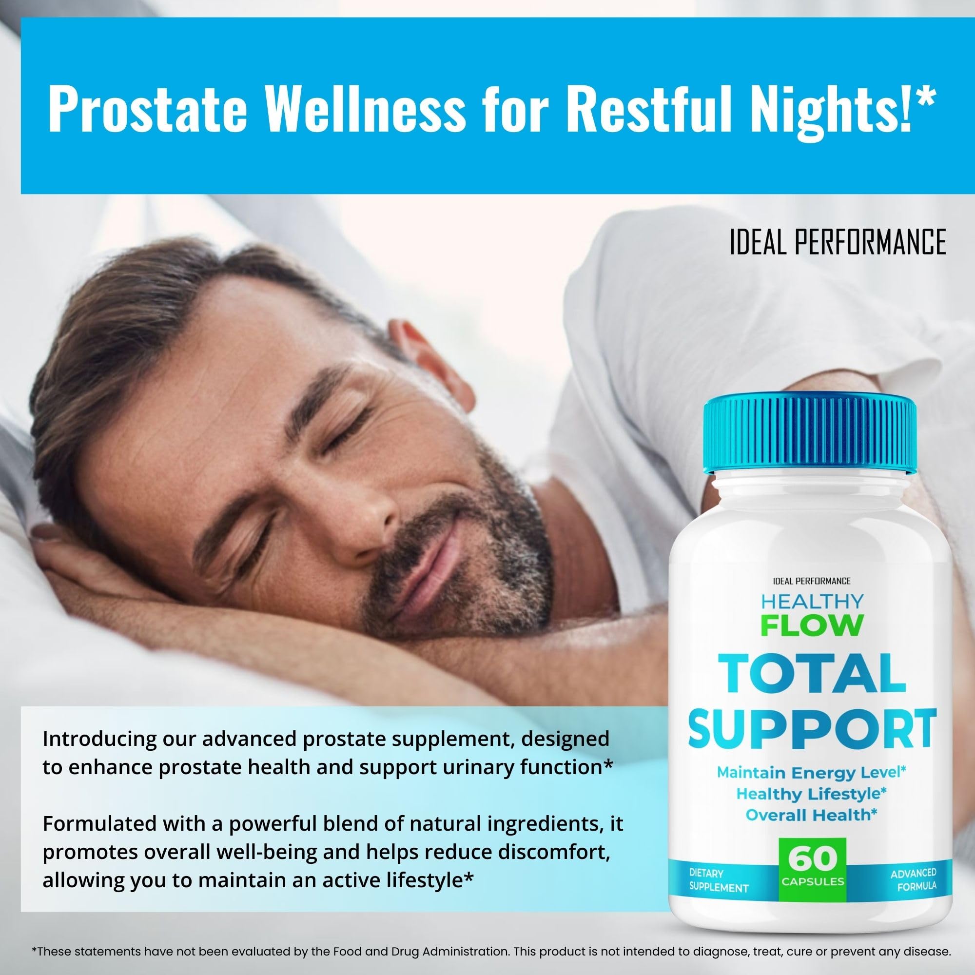 IDEAL PERFORMANCE Healthy Flow Total Support packaging shows a convenient 3-pack option.
