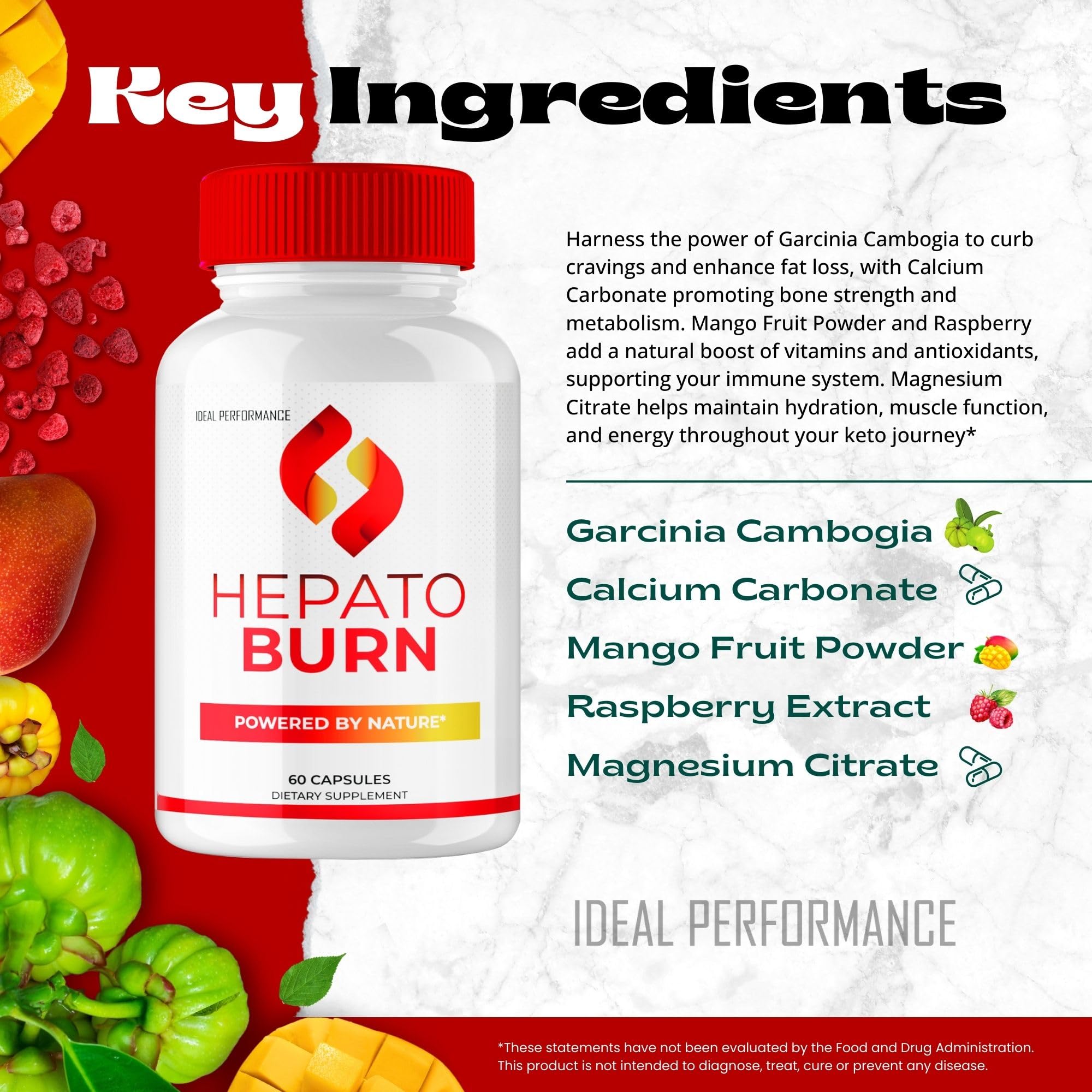 IDEAL PERFORMANCE Hepato Burn capsules imprint communicates trusted branding and quality