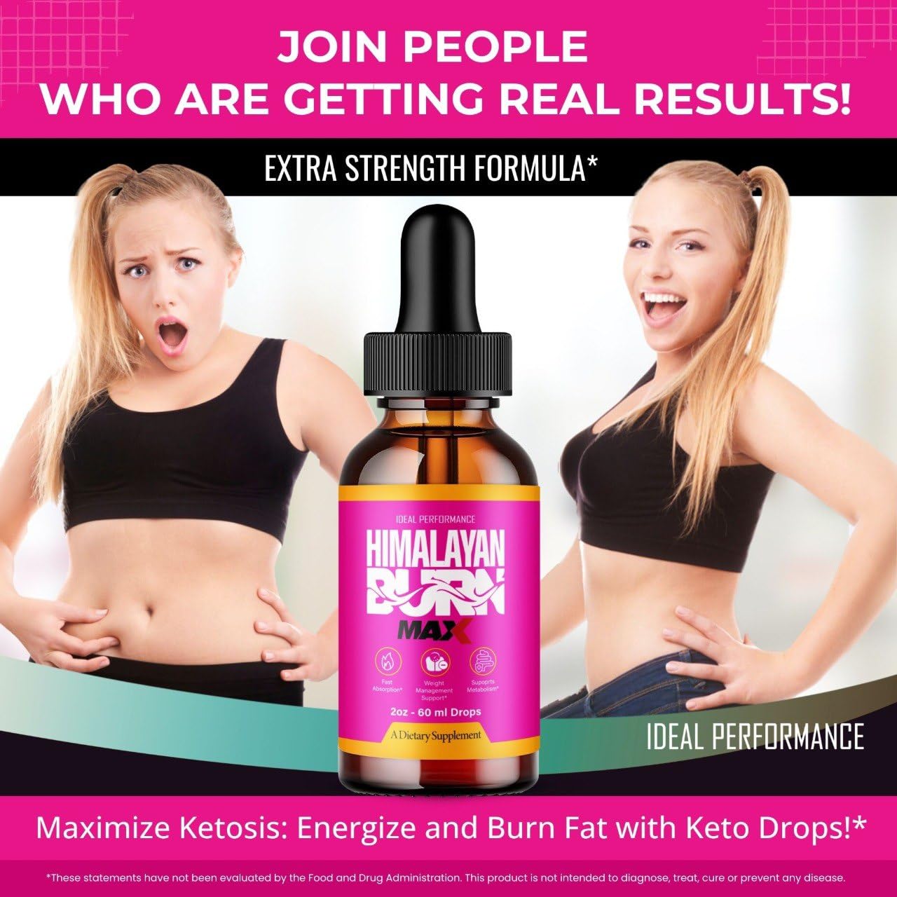 IDEAL PERFORMANCE Himalayan Burn Drops Max bottle on desk for daily routine.