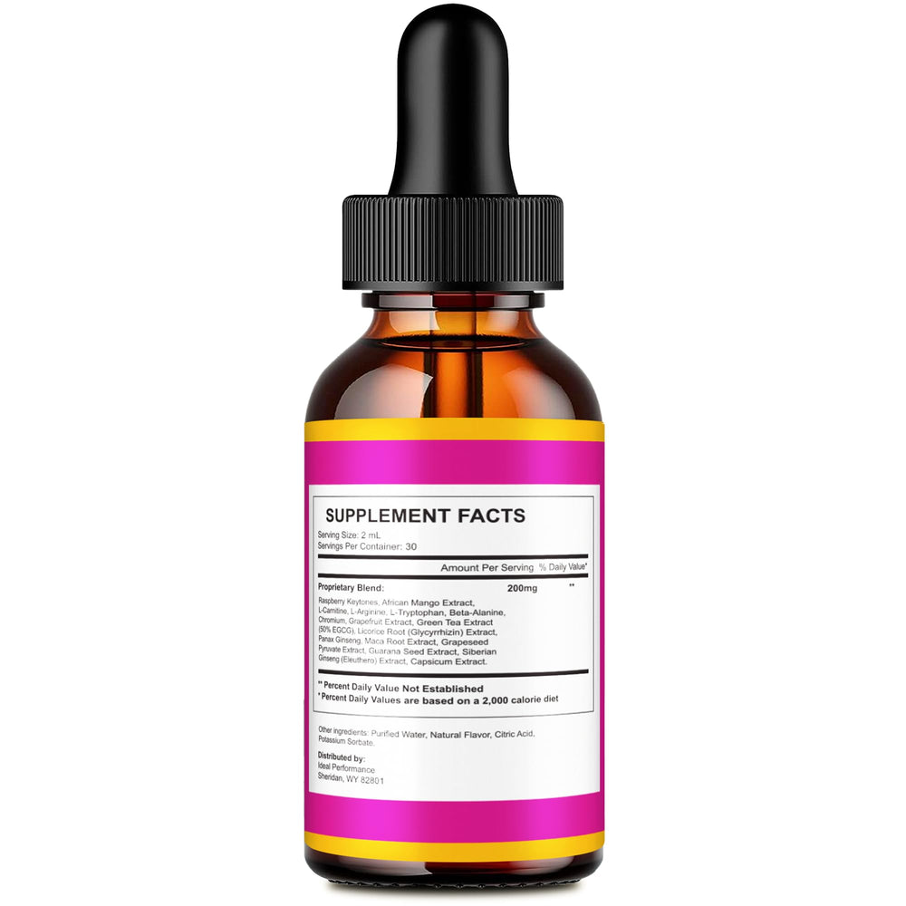 IDEAL PERFORMANCE Himalayan Burn Drops Max dropper-dispense shows precise dosing.