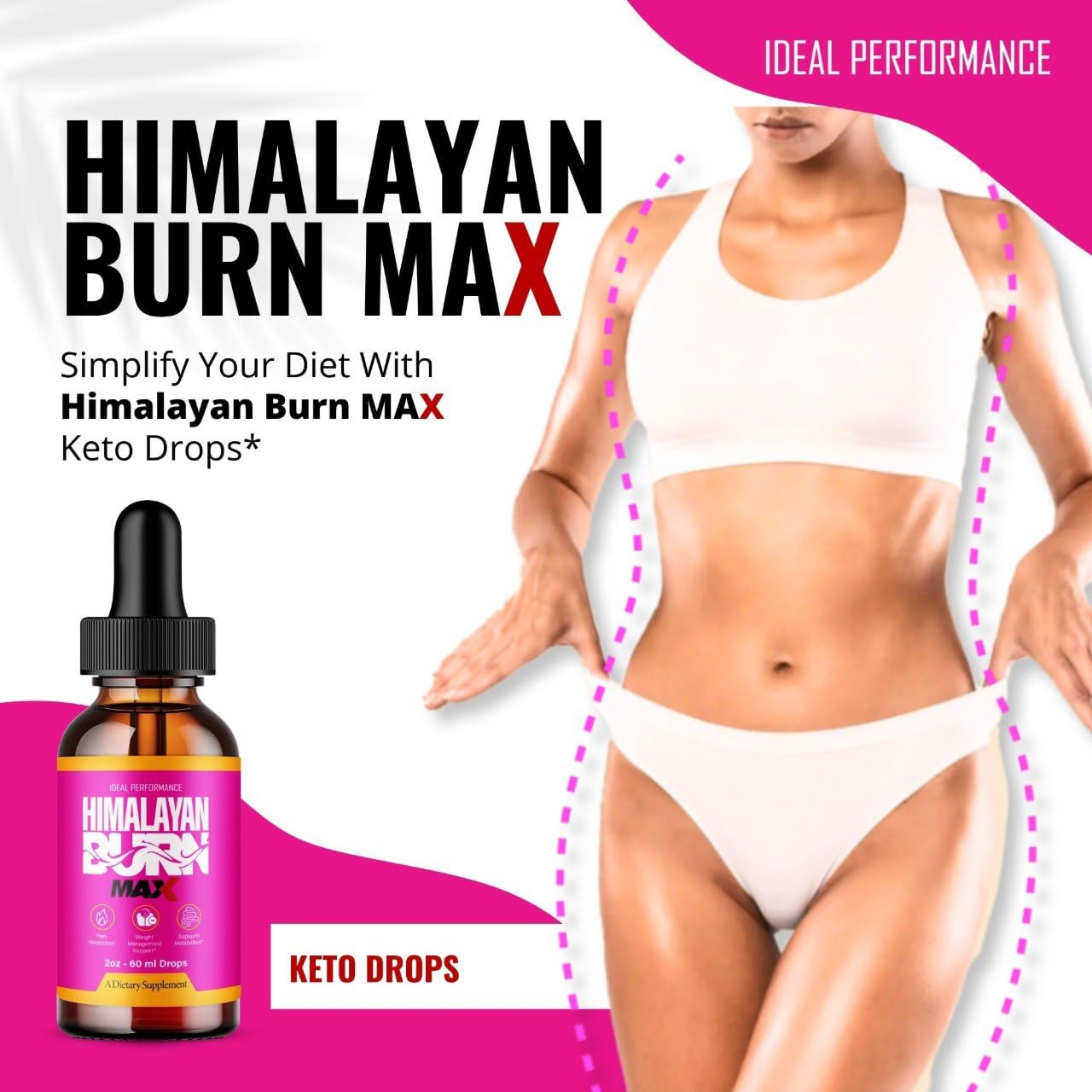 IDEAL PERFORMANCE Himalayan Burn Drops Max pour into glass for easy usage.