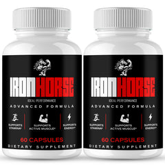 IDEAL PERFORMANCE Iron Horse bottle front view with capsules for daily energy support.