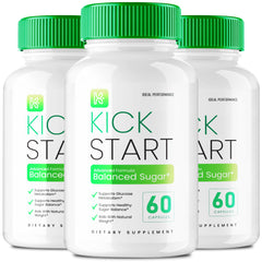 IDEAL PERFORMANCE Kick Start capsules bottle front; daily wellness support.