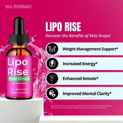 IDEAL PERFORMANCE Lipo Rise Drops on a gym desk for training sessions.
