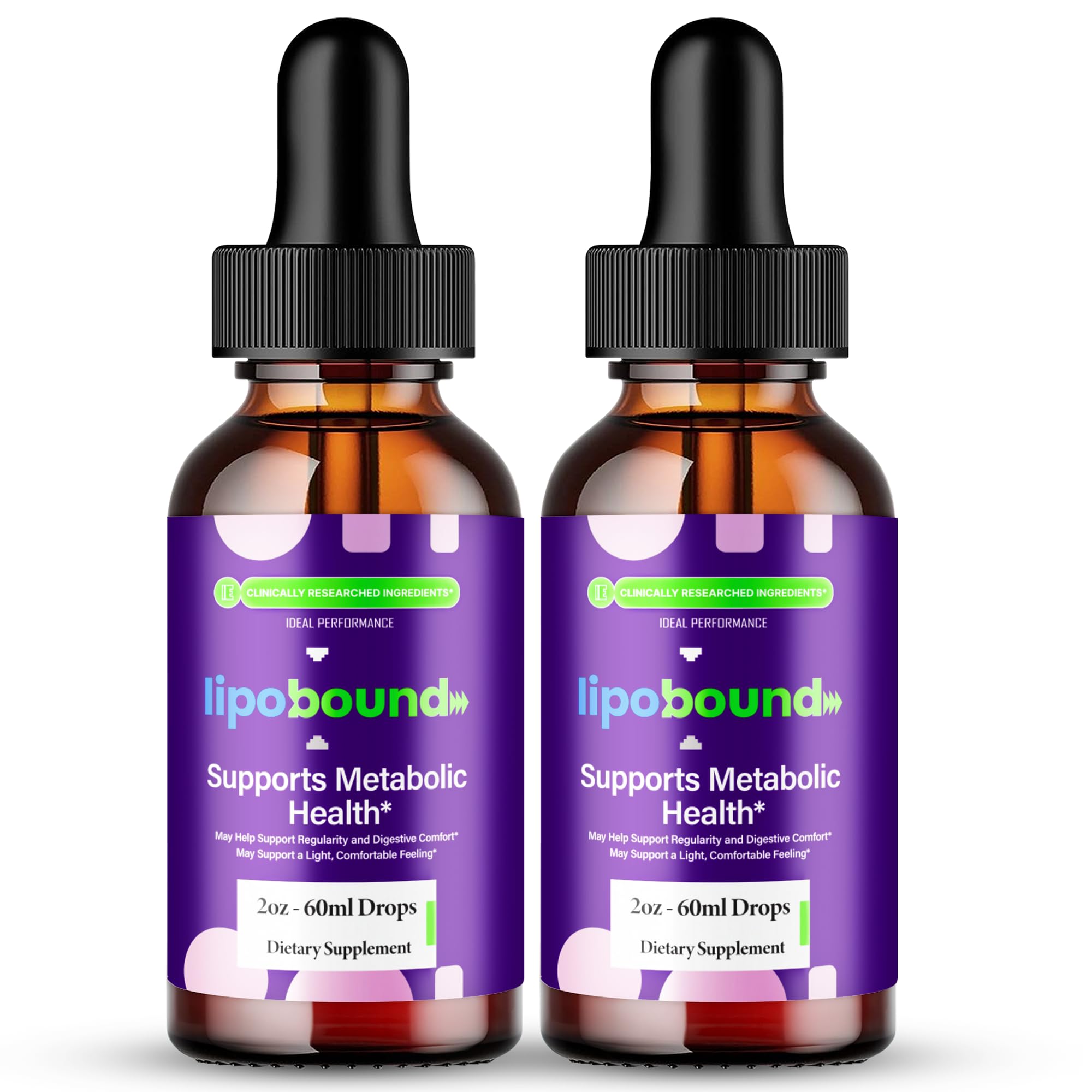 IDEAL PERFORMANCE Lipobound Drops bottle shows premium formula for daily energy support.