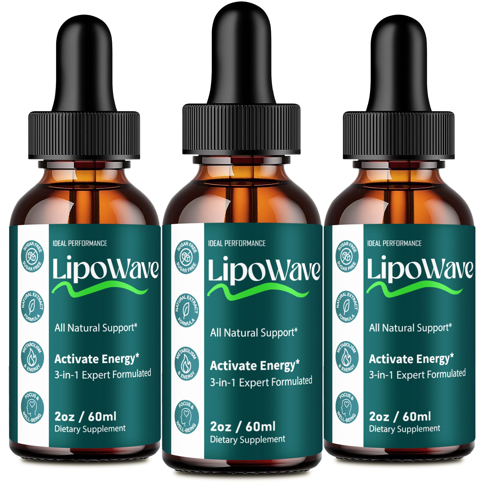 IDEAL PERFORMANCE Lipowave bottle shown for convenient daily dosing in keto routines.