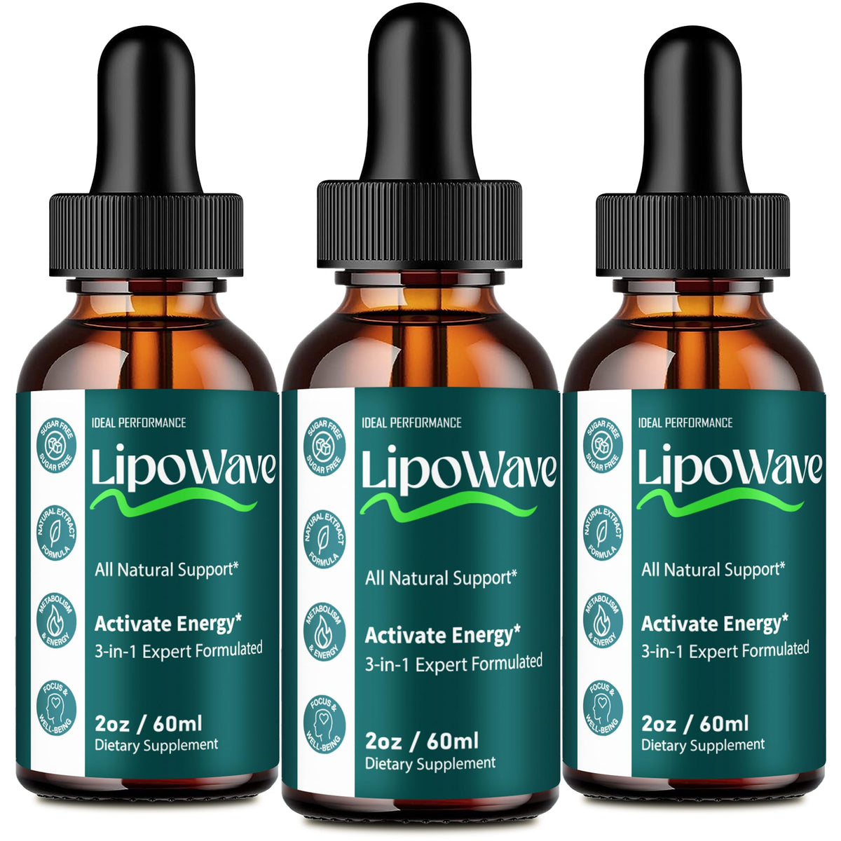 IDEAL PERFORMANCE Lipowave bottle shown for convenient daily dosing in keto routines.