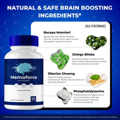 Memoforce bottle open with pills ready for study sessions.