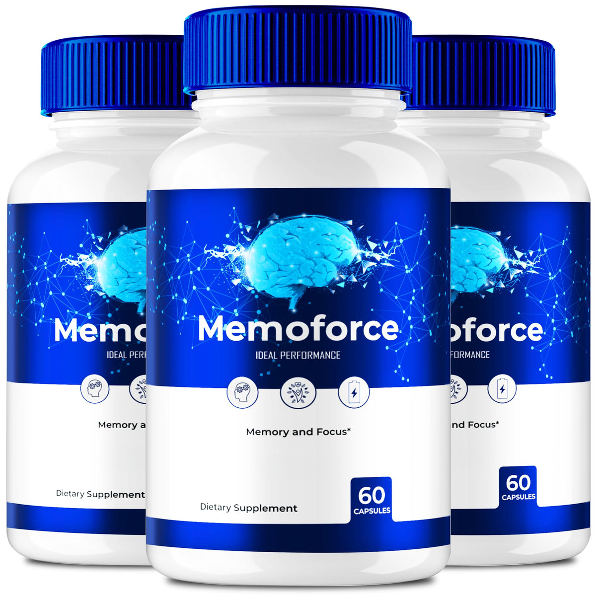 Ideal Performance Memoforce brain bottle shows focus support for daily tasks.