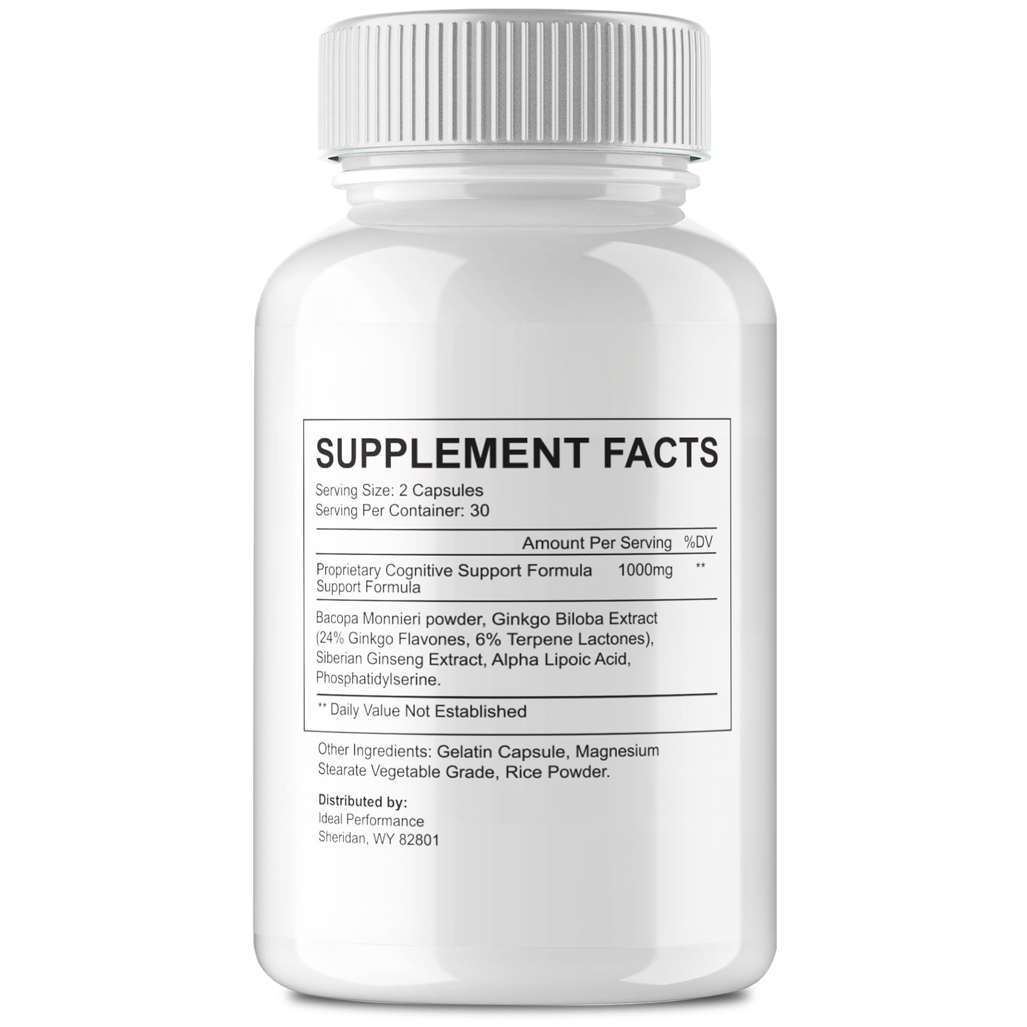 IDEAL PERFORMANCE Memopezil capsules packaging shows sleek label for easy routine planning