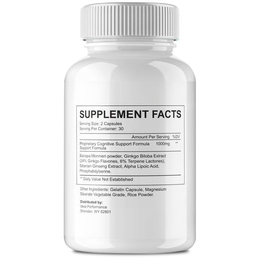 IDEAL PERFORMANCE Memopezil capsules packaging shows sleek label for easy routine planning