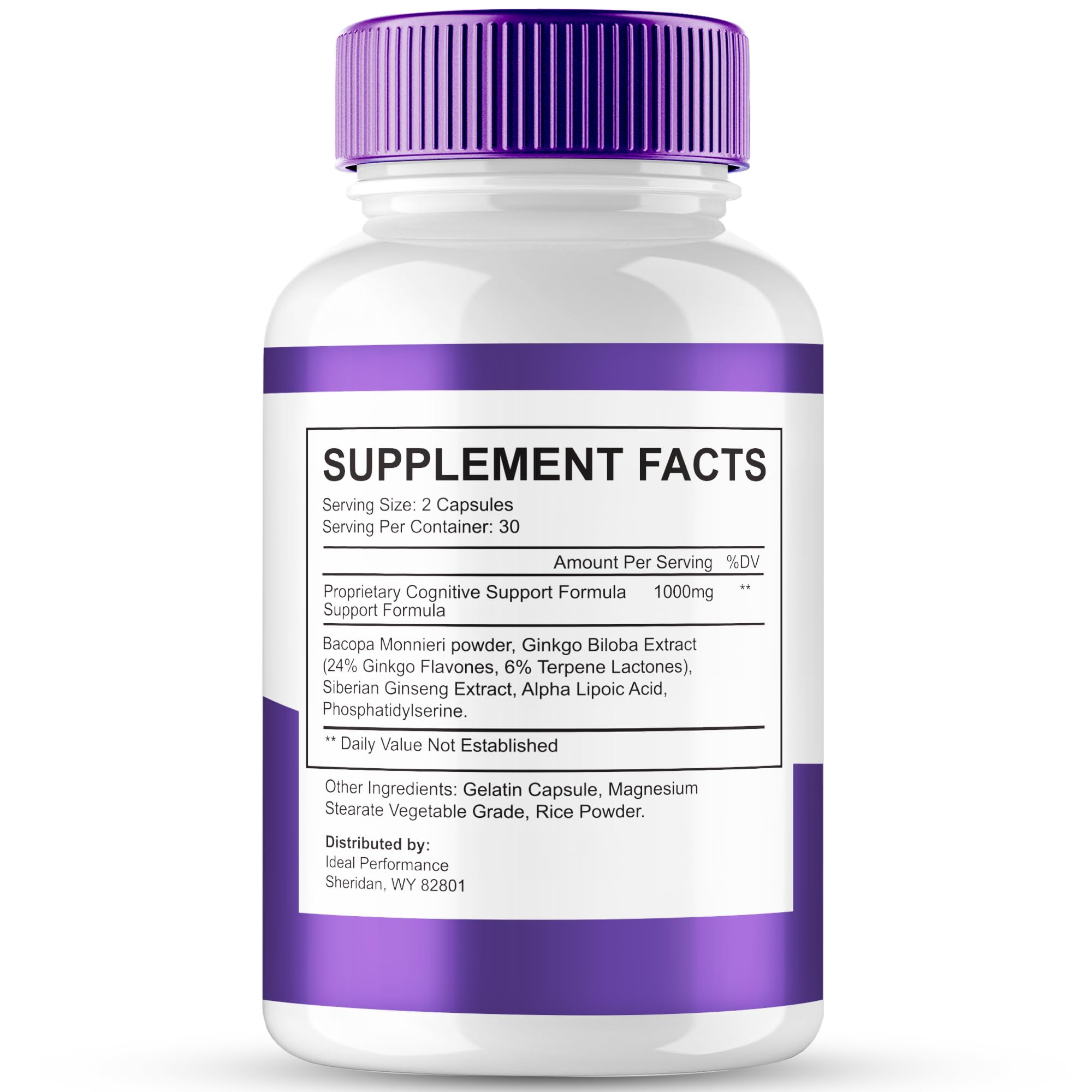 MemoTril capsules label close-up shows natural ingredients for mindful thinking.