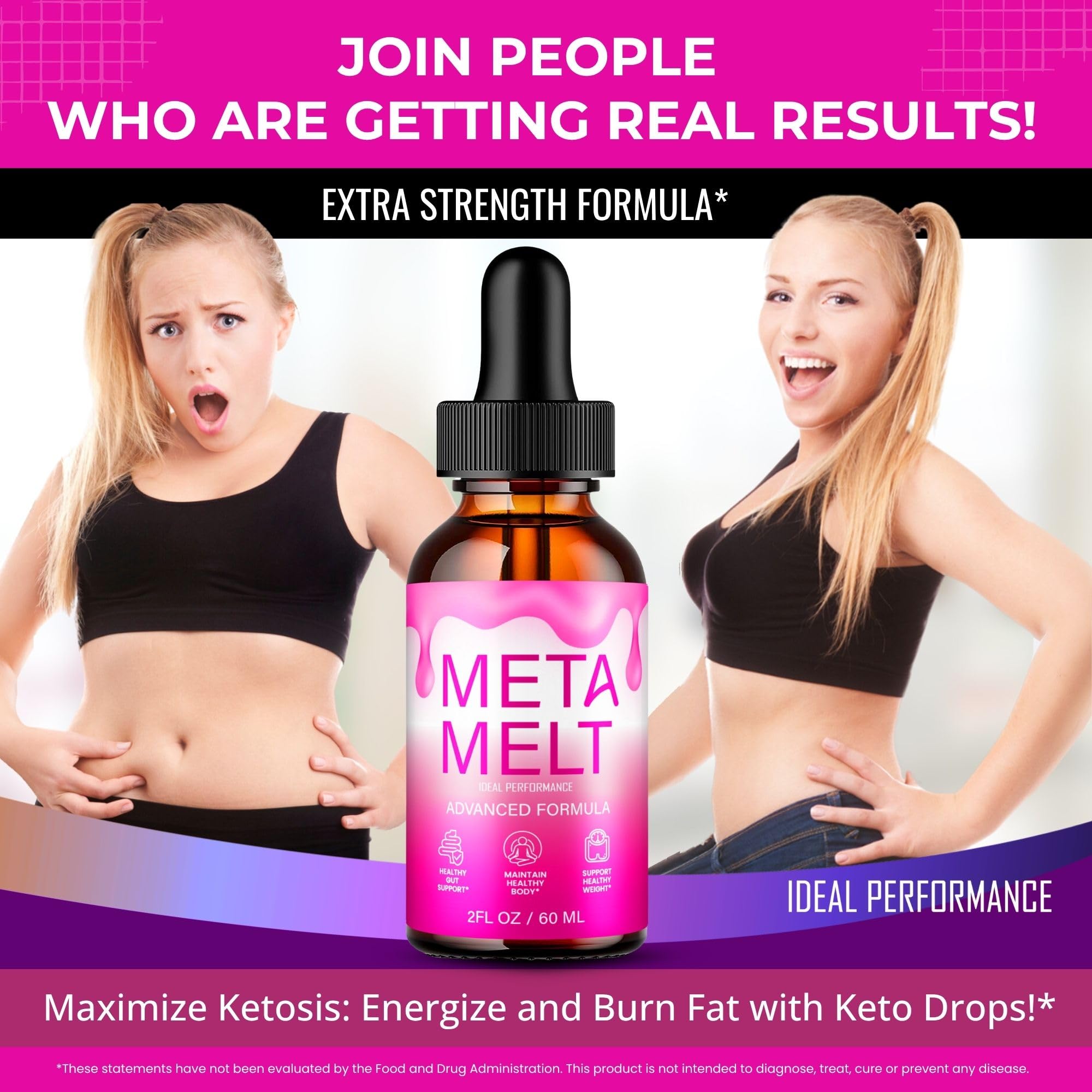 IDEAL PERFORMANCE Meta Melt Drops review quote signals trusted user feedback.