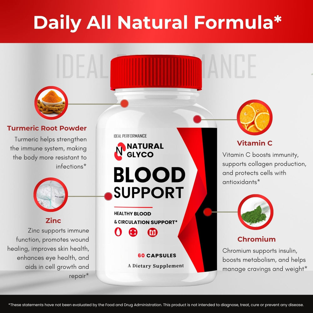 IDEAL PERFORMANCE Natural Glyco Blood Support capsules ready for travel routine