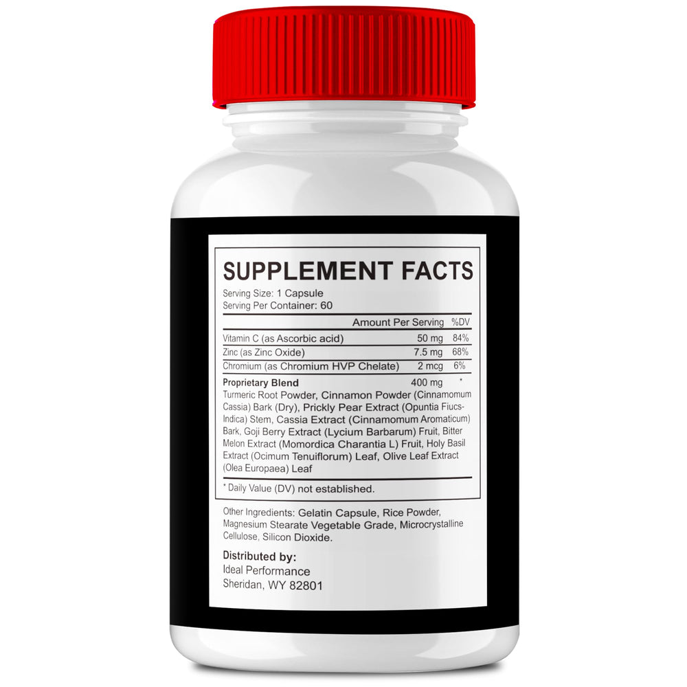 IDEAL PERFORMANCE Natural Glyco Blood Support capsules on white background for easy daily use