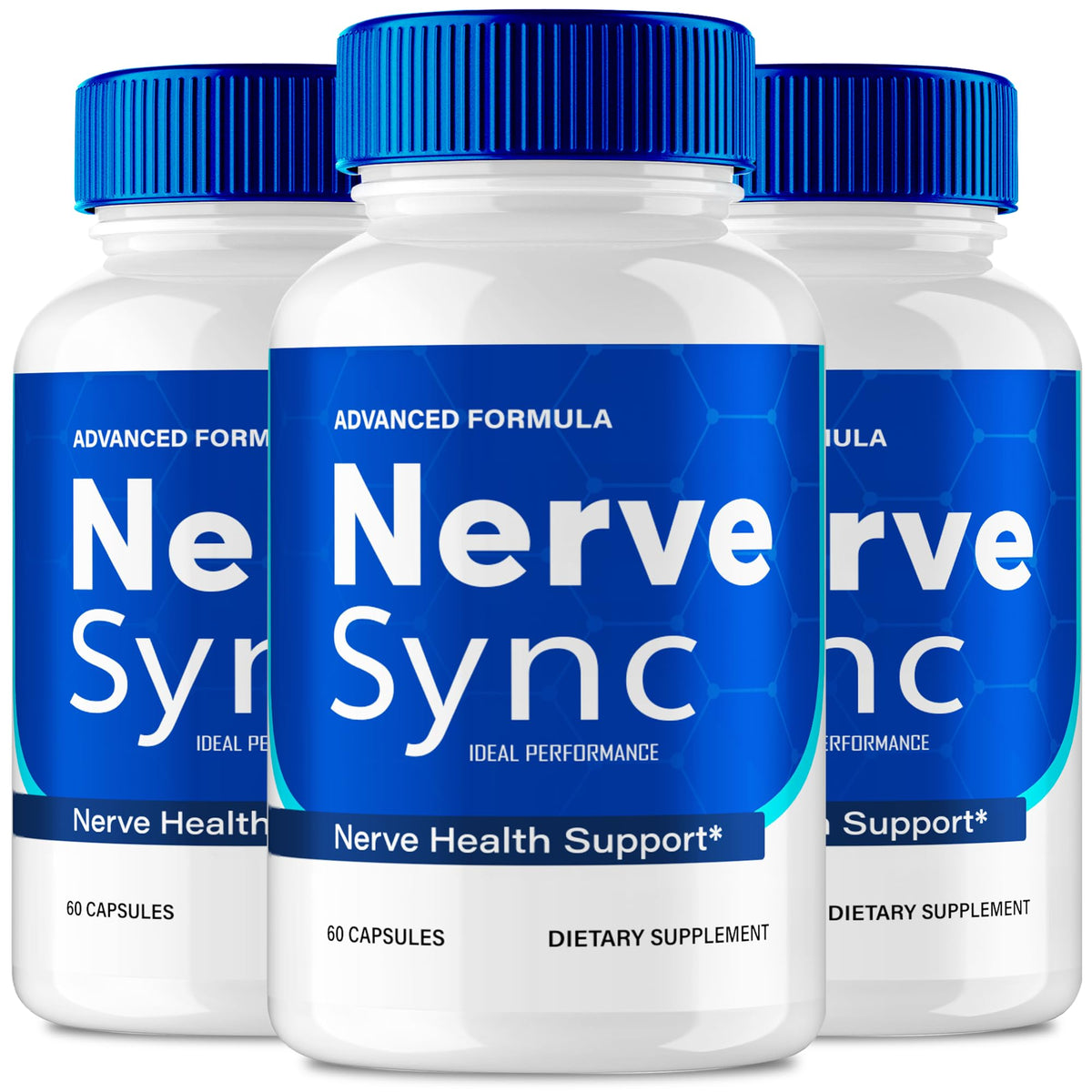 IDEAL PERFORMANCE Nerve Sync capsules bottle front for easy daily nerve support.