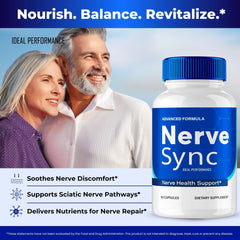 IDEAL PERFORMANCE Nerve Sync capsules in hand demonstrating portable daily supplement.