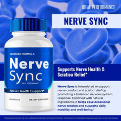 IDEAL PERFORMANCE Nerve Sync packaging box on table suggesting trusted, all-natural formulation.