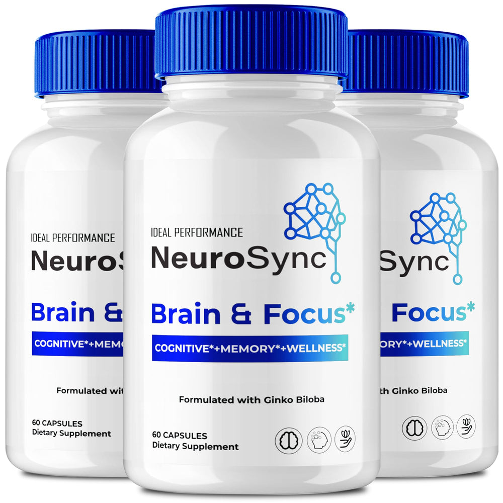 IDEAL PERFORMANCE Neuro Sync capsules on front label for natural focus support.