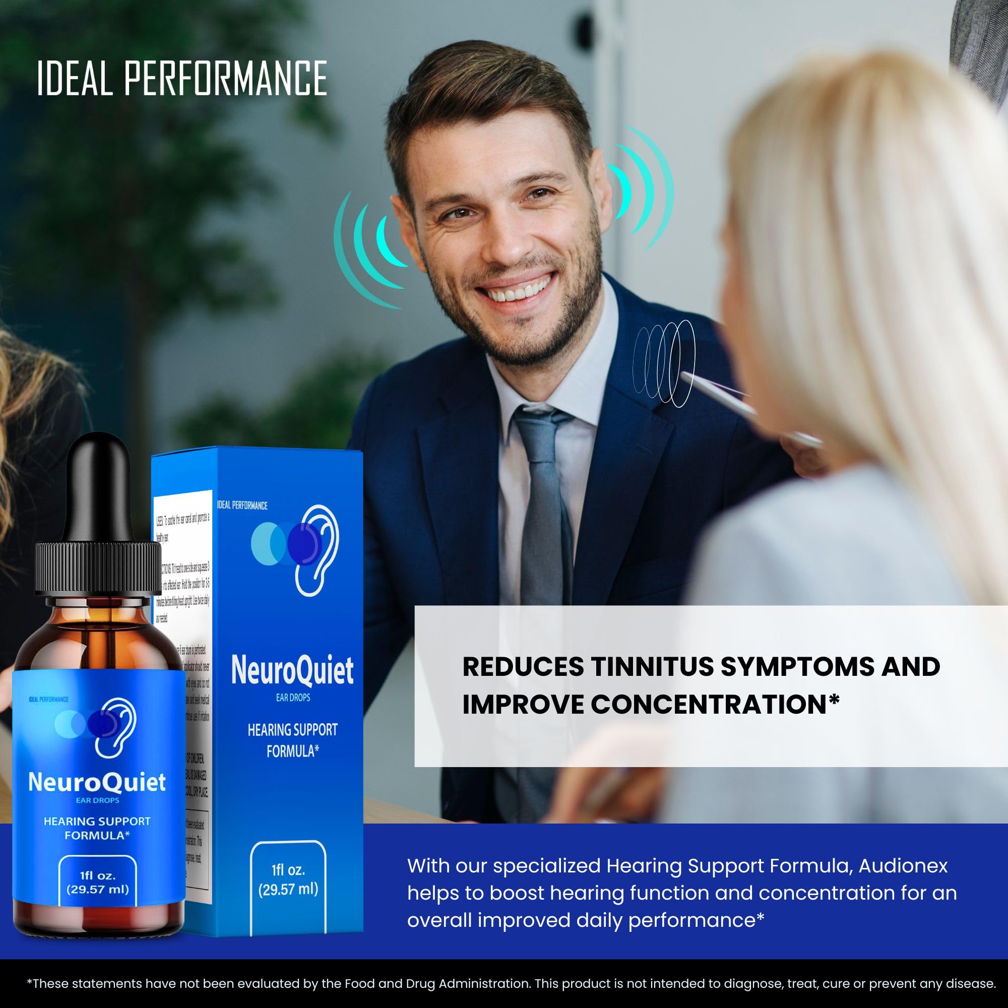 IDEAL PERFORMANCE NeuroQuiet 2-pack box pictured for convenient at-home use and savings.