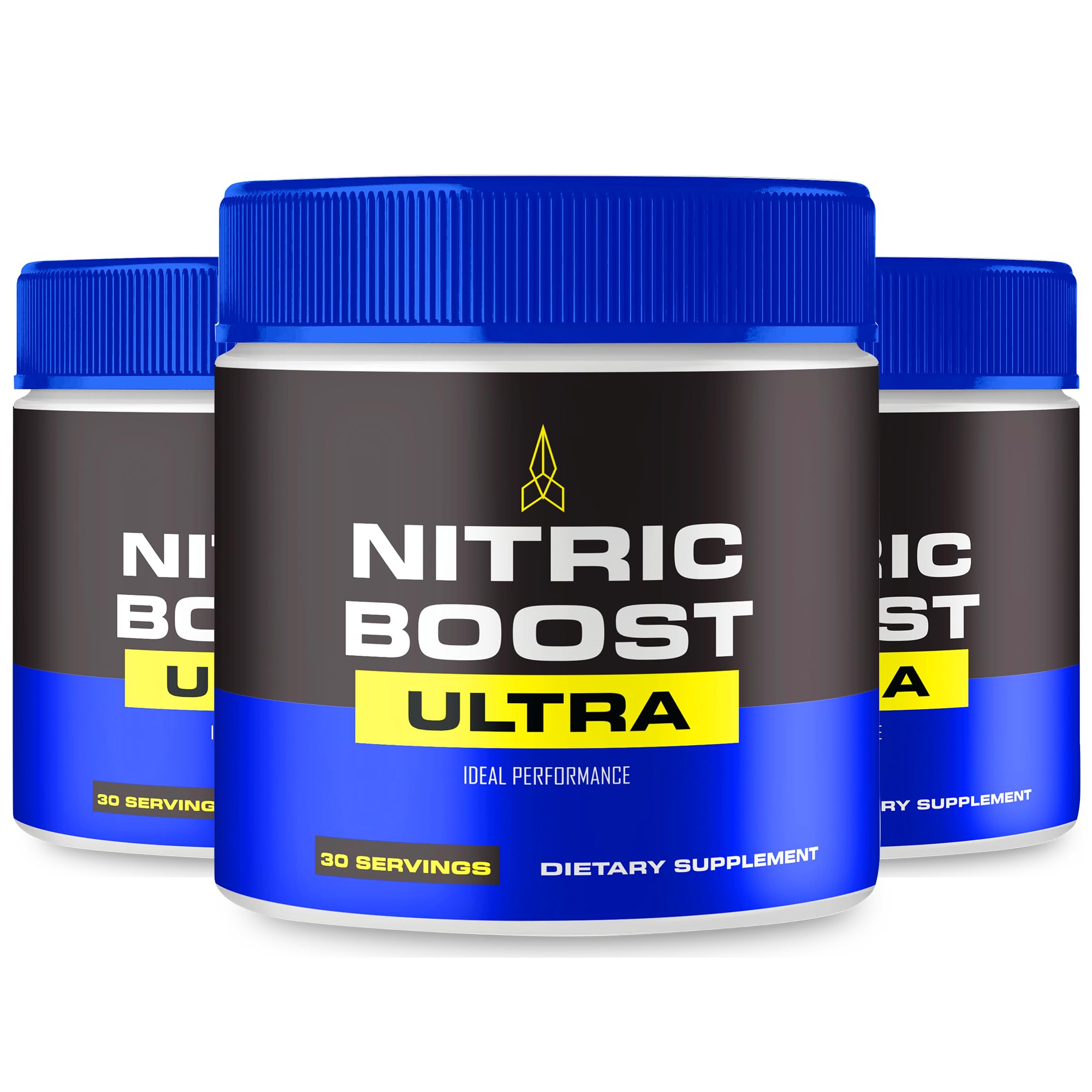 IDEAL PERFORMANCE Nitric Boost Ultra Powder tub label highlights energy support