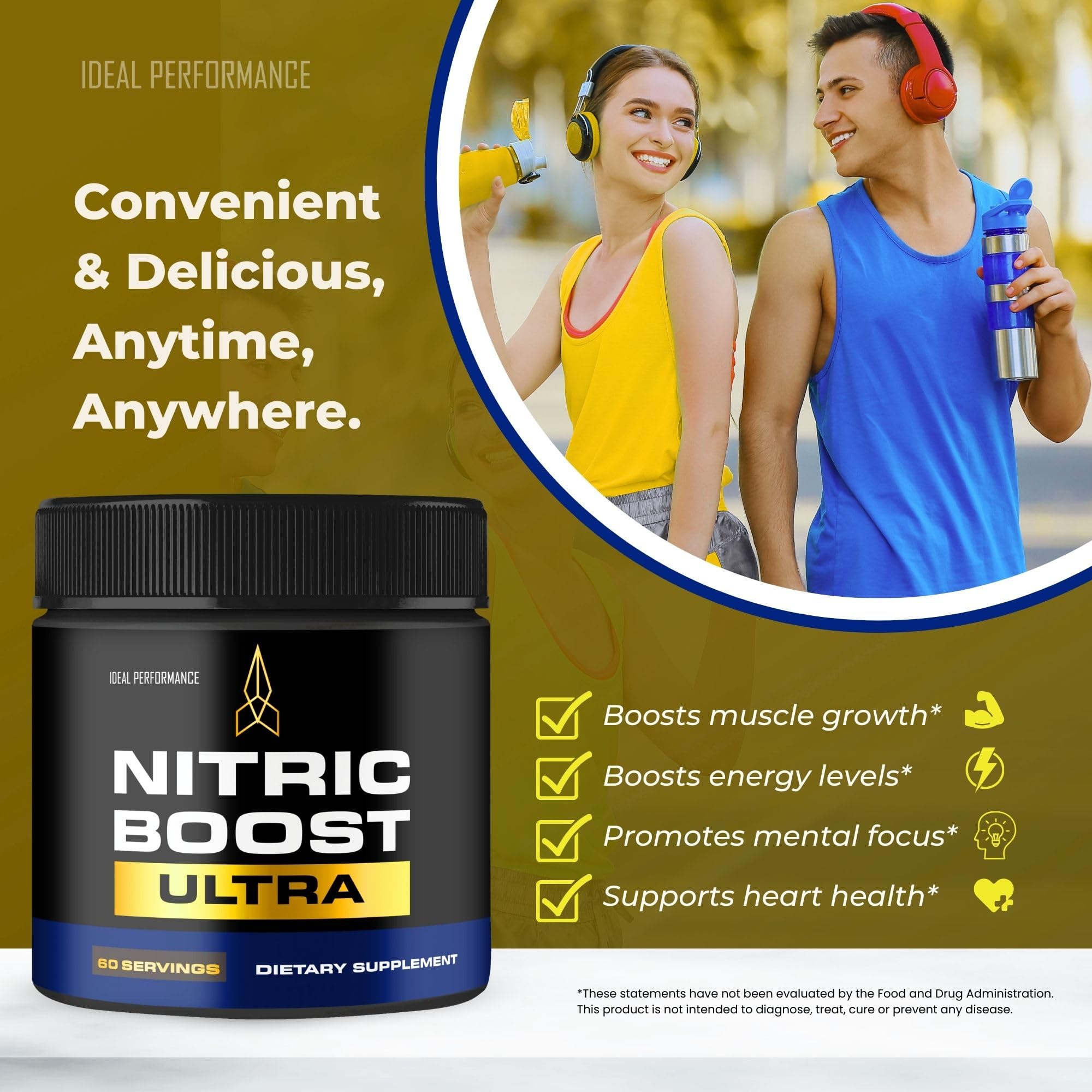 IDEAL PERFORMANCE Nitric Boost Ultra Purple Powder packaging highlights premium formula.